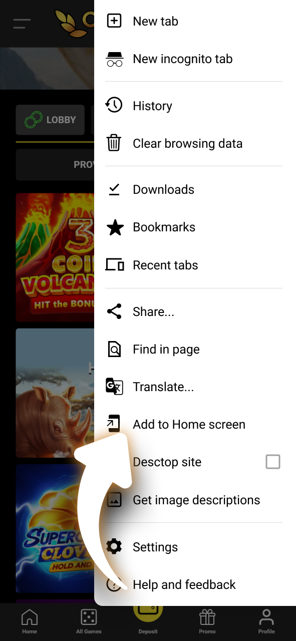 Launch the app and start playing your favorite games on Android by adding a link to your home screen.