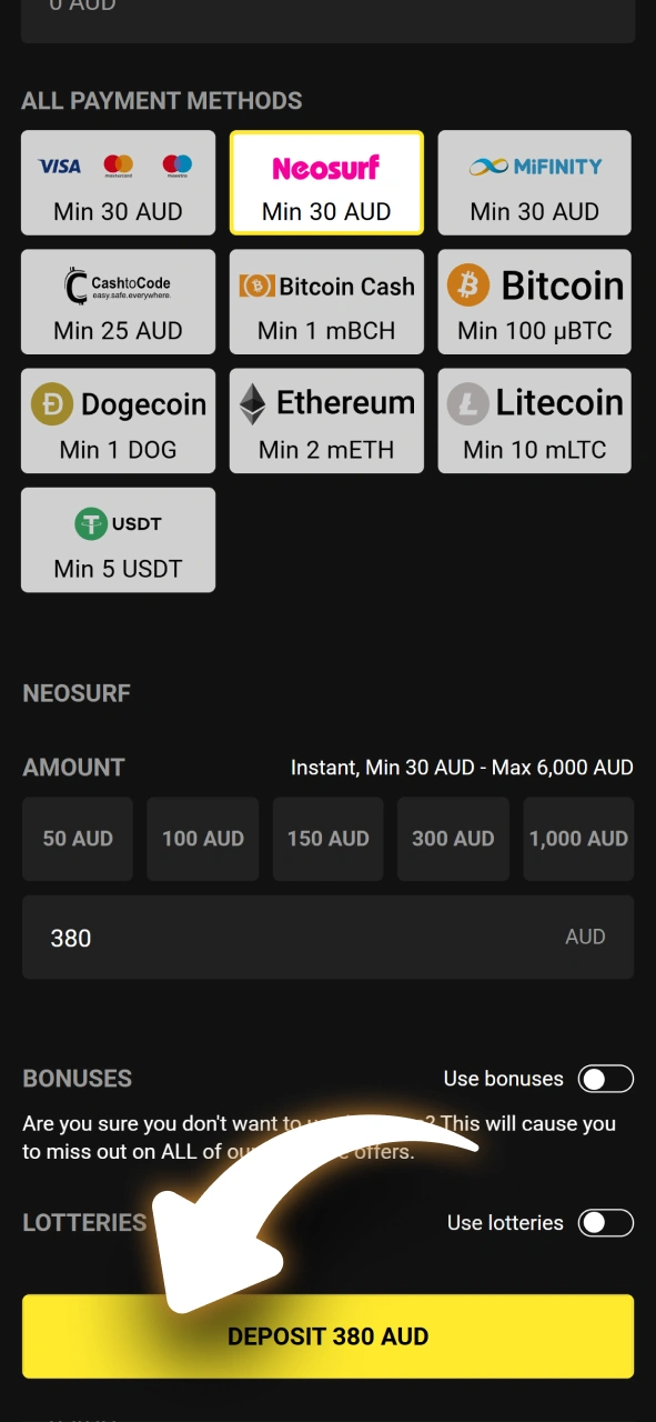Fund your account to join the live casino tables at Olympia.
