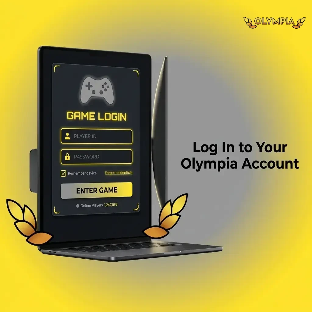 Olympia casino login page showing email and password fields for quick account access to games and bonuses.