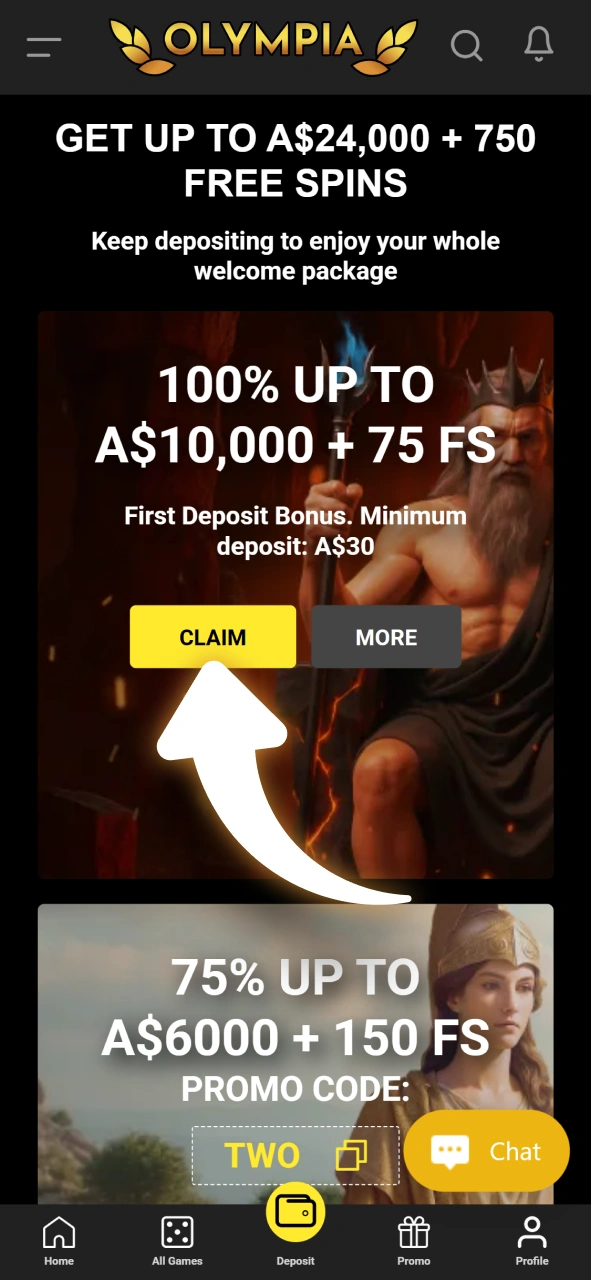 Learn the steps to successfully claim your Olympia Casino bonus.