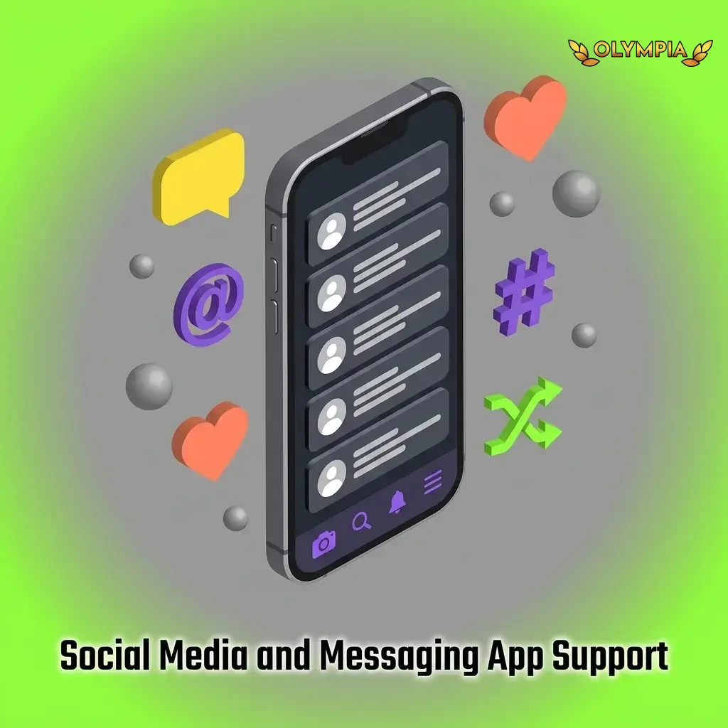 Olympia Casino customer support via Telegram, WhatsApp, Facebook Messenger and Twitter for quick queries.