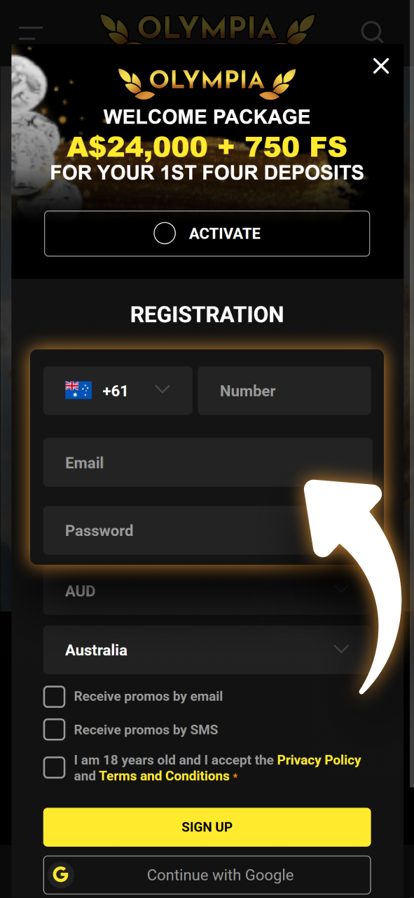Fill in the required details to complete your Olympia registration.