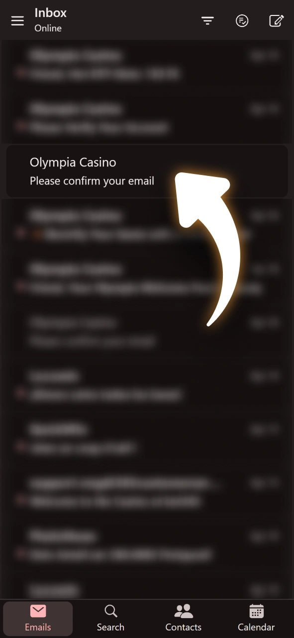 Verify your email or phone to activate your Olympia Casino account.