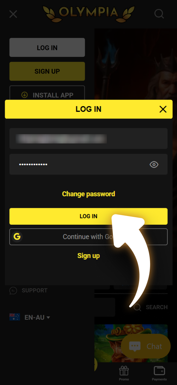 Log in to your account to play your favorite slots at Olympia Casino.