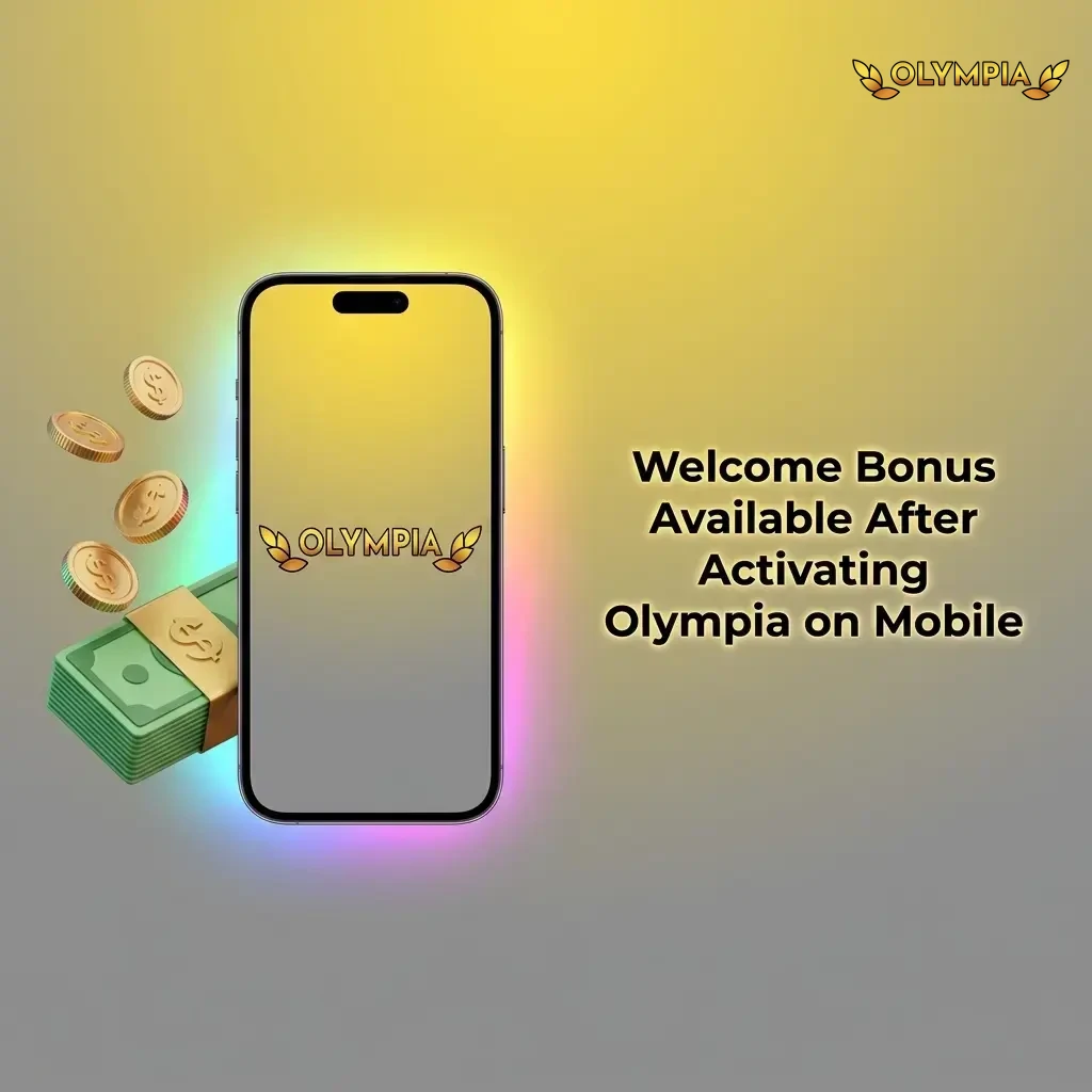 Olympia mobile welcome bonus offering 100% match up to A$10,000 and 75 free spins for new Australian players.